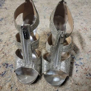 Michael Kors Silver Glitter Heels